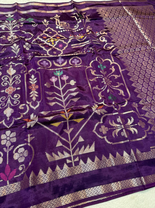 Purple Viscose Minakari Premium Banarasi Saree