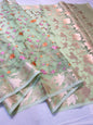 Green Kora Organza Designer Embroidery Premium Banarasi Saree