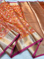 Orange Tissue Kota Paithani Border Premium Banarasi