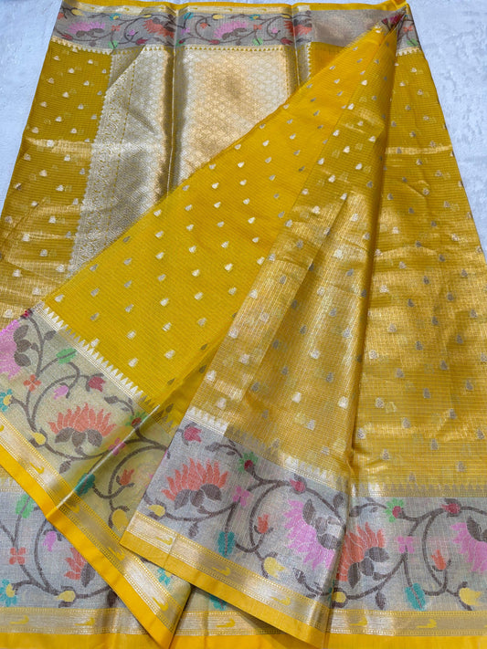 Gold Tissue Kota Paithani Border Premium Banarasi