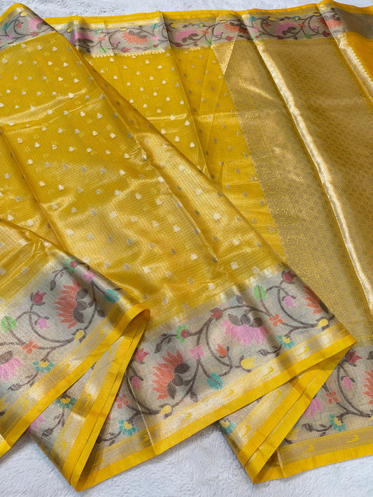 Gold Tissue Kota Paithani Border Premium Banarasi