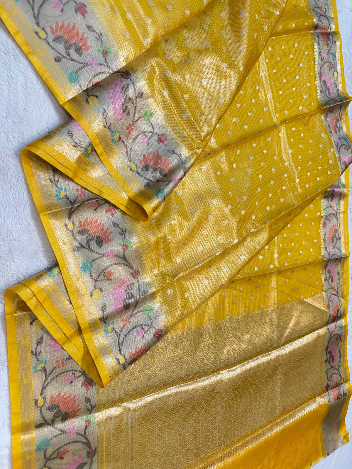 Gold Tissue Kota Paithani Border Premium Banarasi