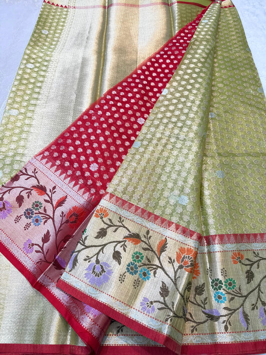 Green Tissue Kota Paithani Border Premium Banarasi
