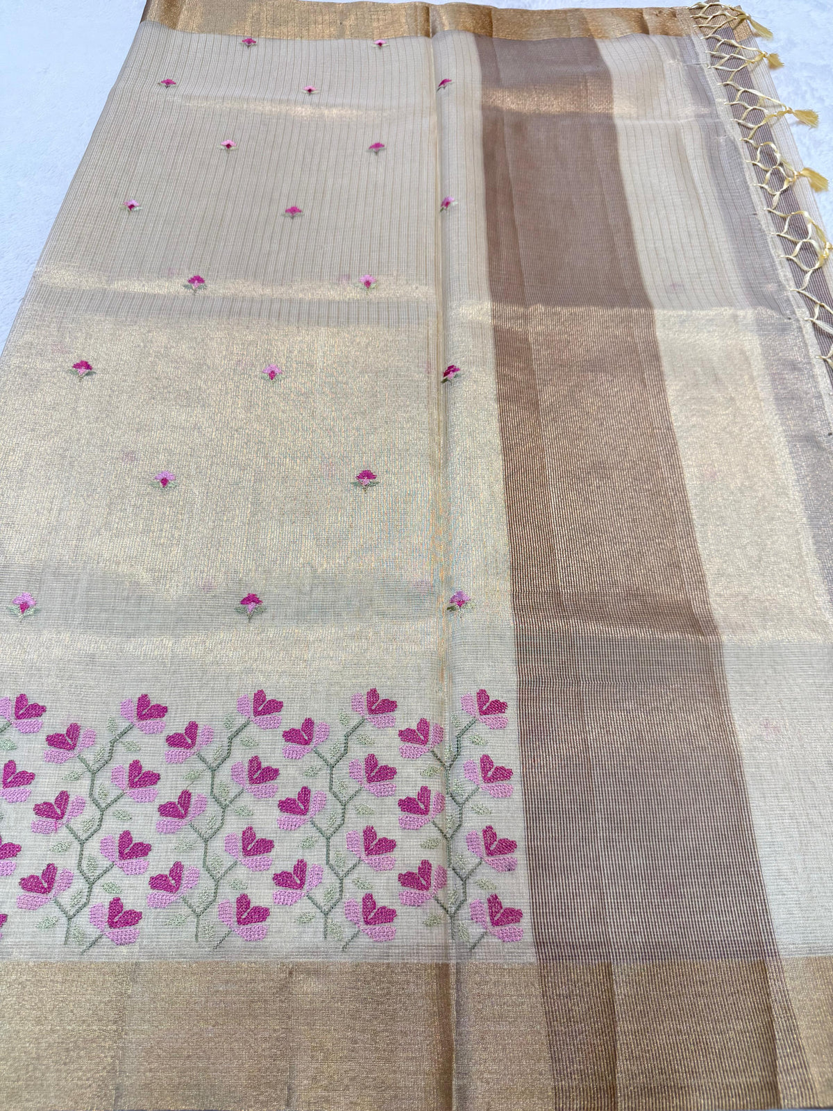 Tissue Kota Designer Embroidery Premium Banarasi Saree