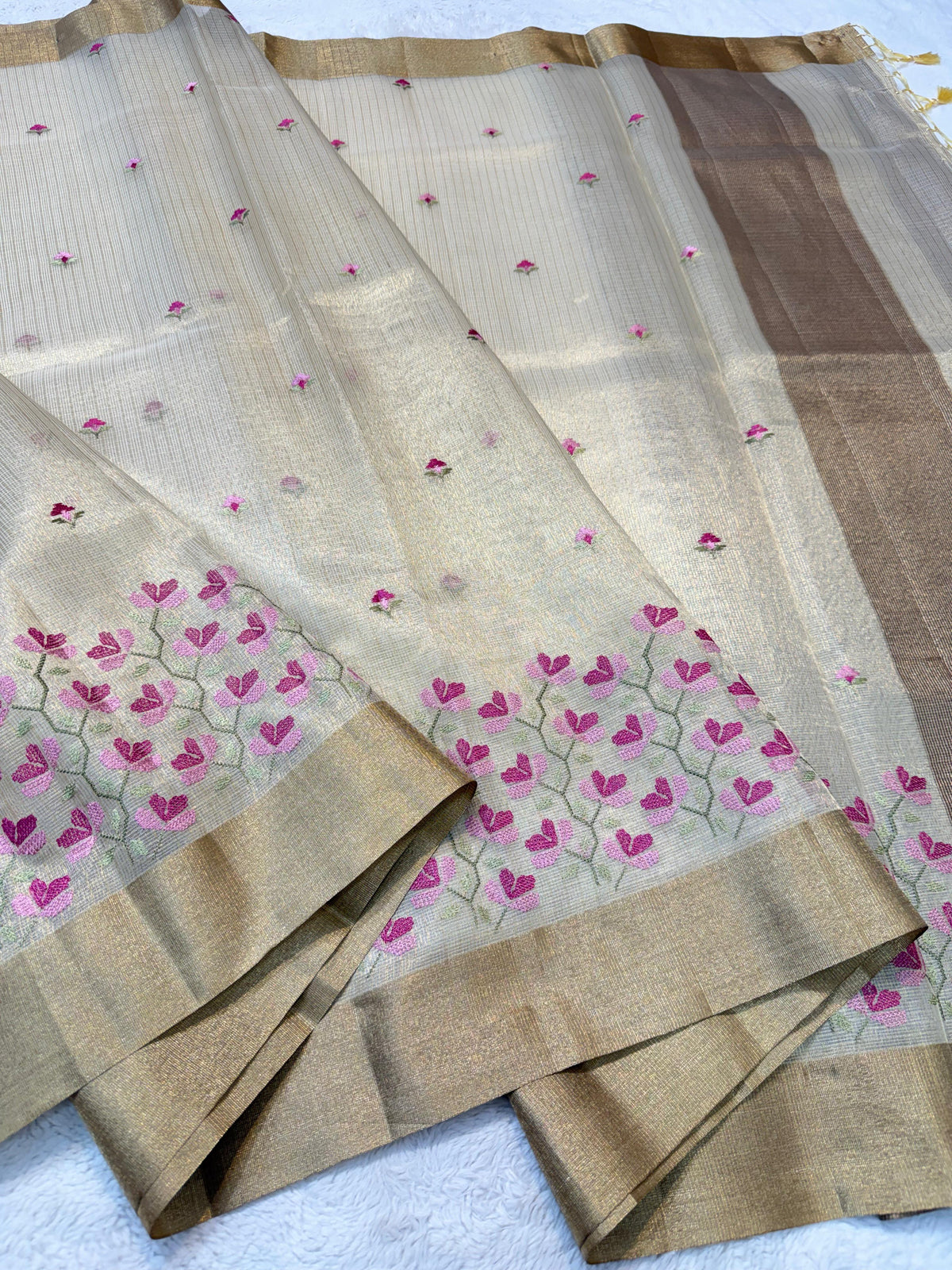 Tissue Kota Designer Embroidery Premium Banarasi Saree