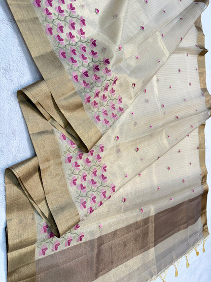 Tissue Kota Designer Embroidery Premium Banarasi Saree