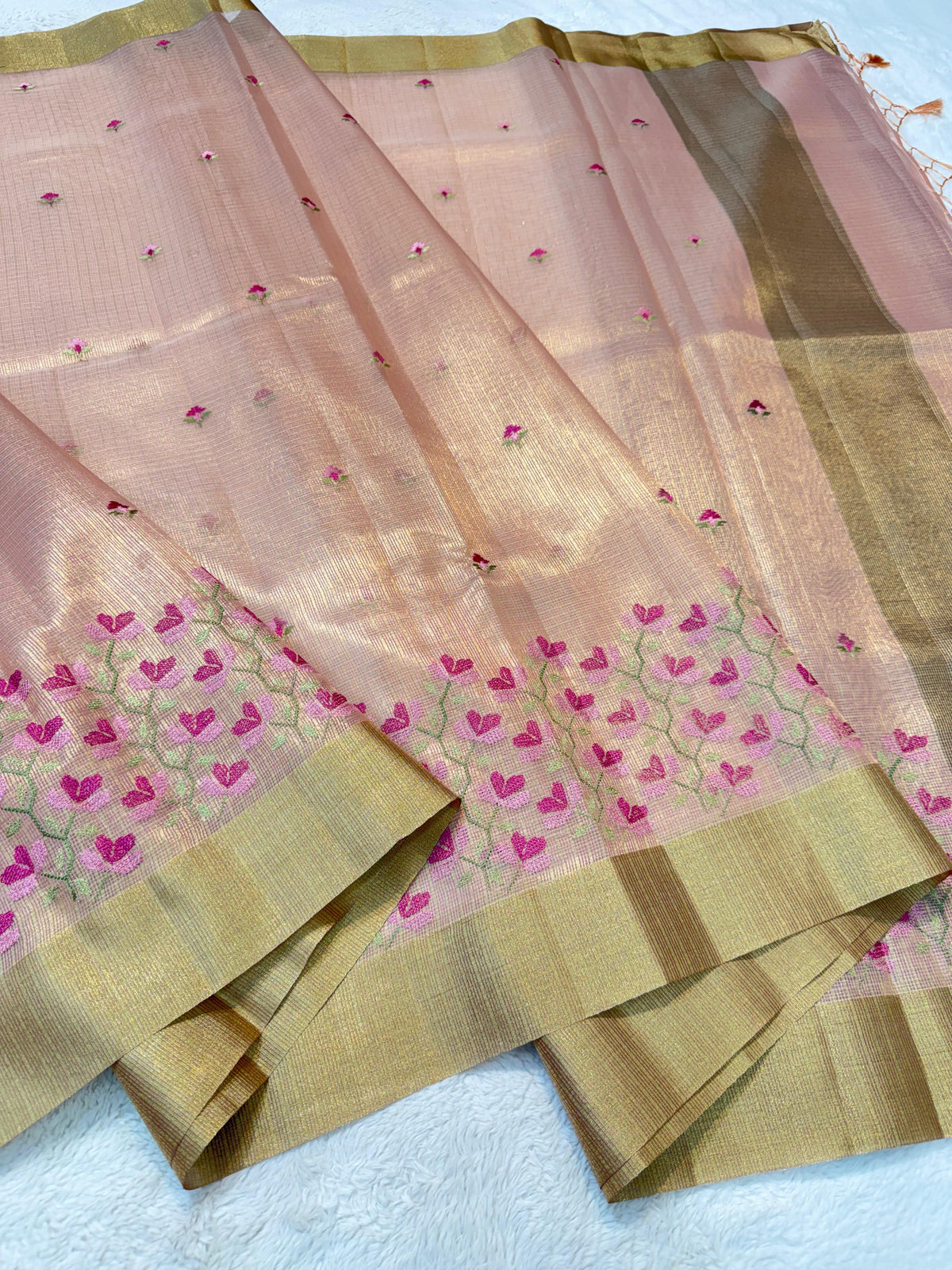 Tissue Kota Designer Embroidery Premium Banarasi Saree