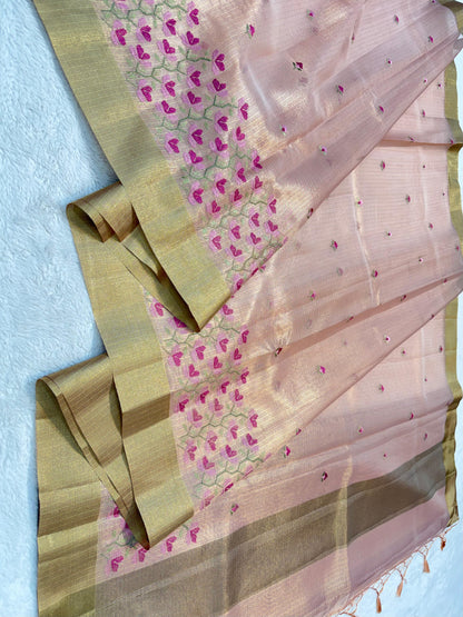Tissue Kota Designer Embroidery Premium Banarasi Saree