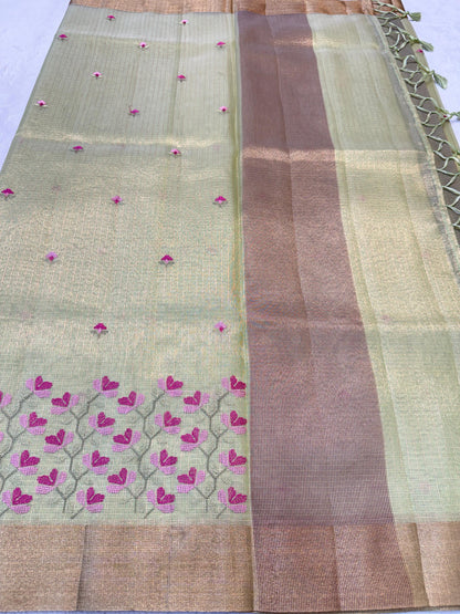 Tissue Kota Designer Embroidery Premium Banarasi Saree
