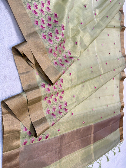 Tissue Kota Designer Embroidery Premium Banarasi Saree