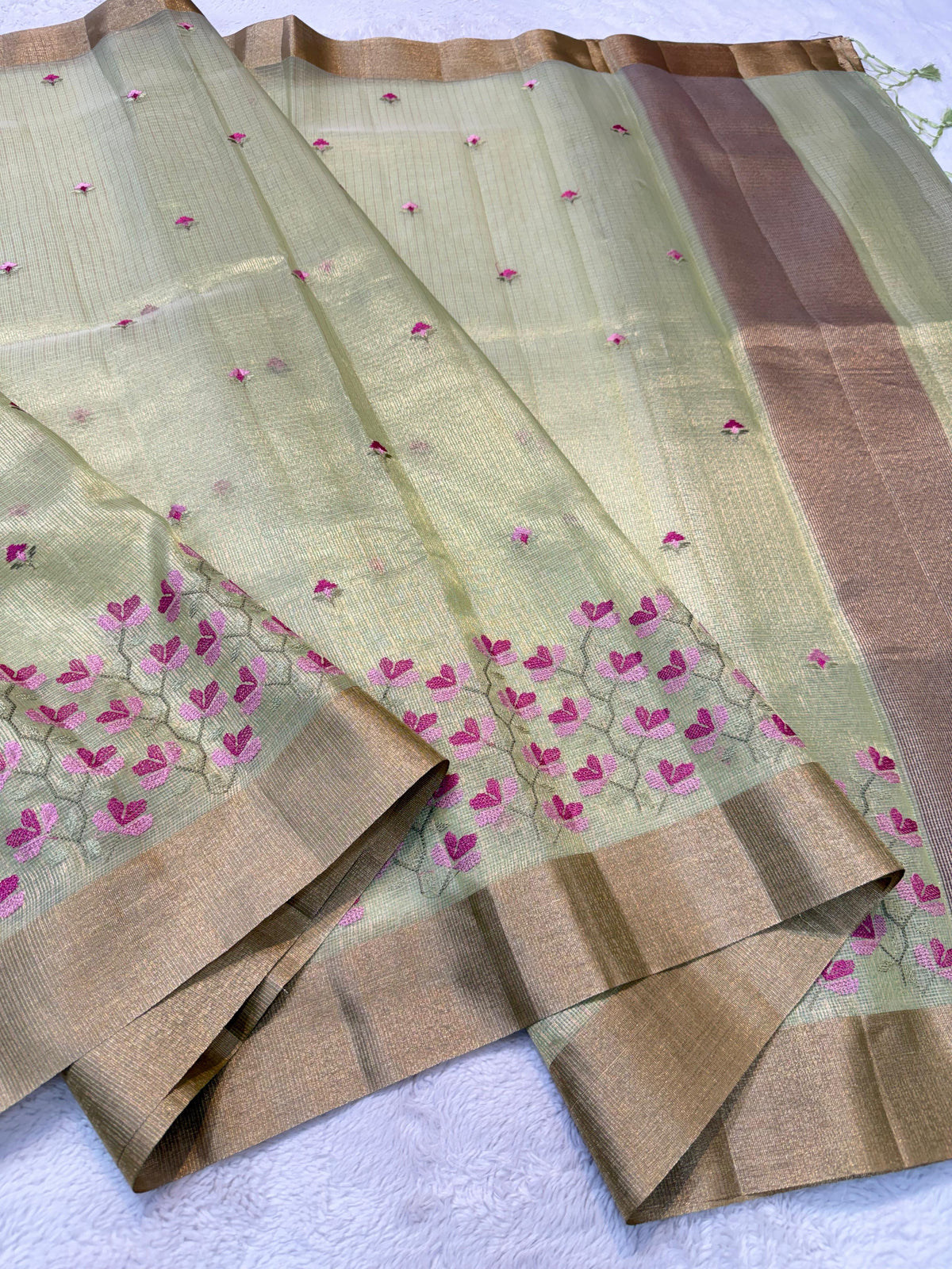 Tissue Kota Designer Embroidery Premium Banarasi Saree