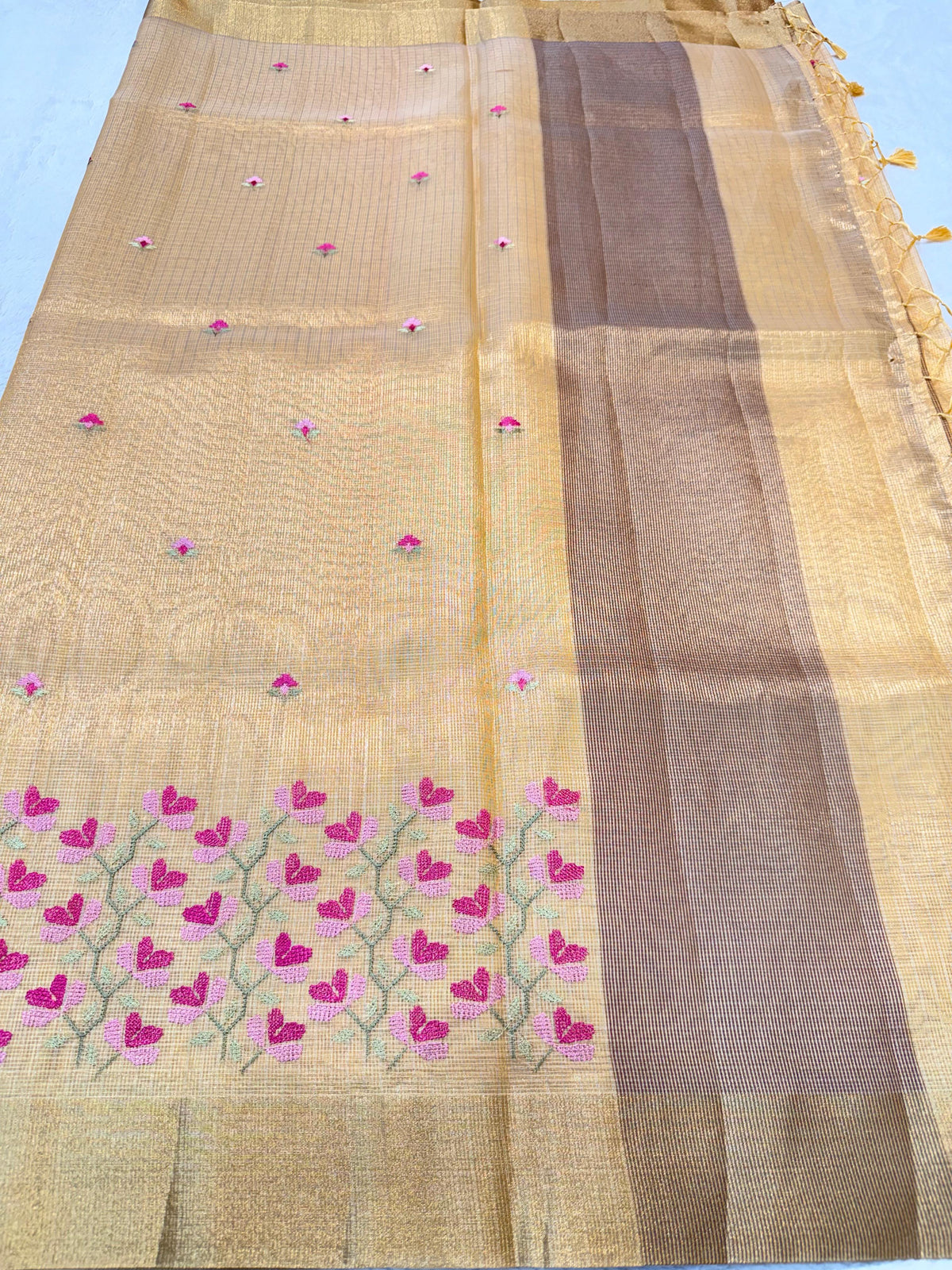 Tissue Kota Designer Embroidery Premium Banarasi Saree