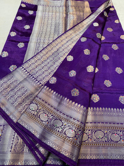 Purple Viscose Premium Banarasi Saree