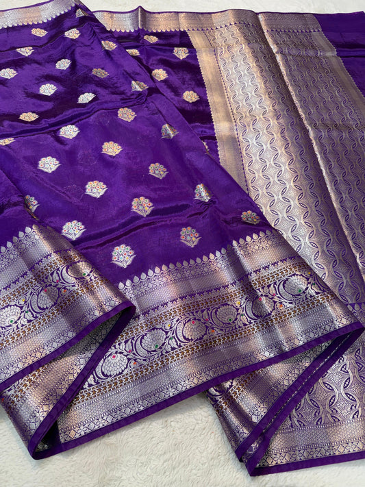 Purple Viscose Premium Banarasi Saree