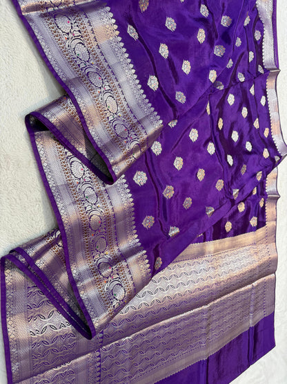 Purple Viscose Premium Banarasi Saree