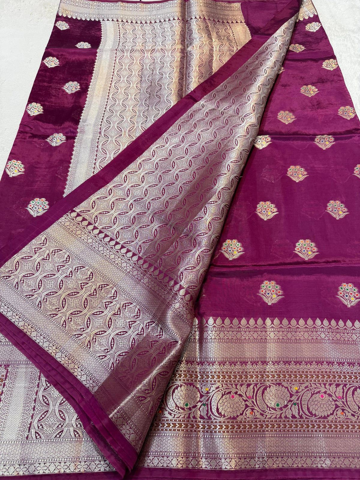 Magenta Viscose Premium Banarasi Saree