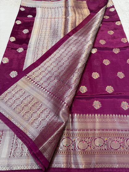 Magenta Viscose Premium Banarasi Saree