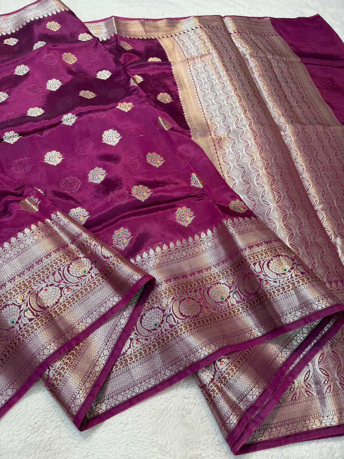 Magenta Viscose Premium Banarasi Saree