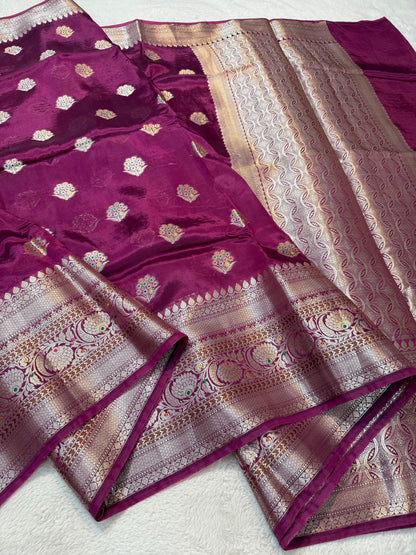 Magenta Viscose Premium Banarasi Saree