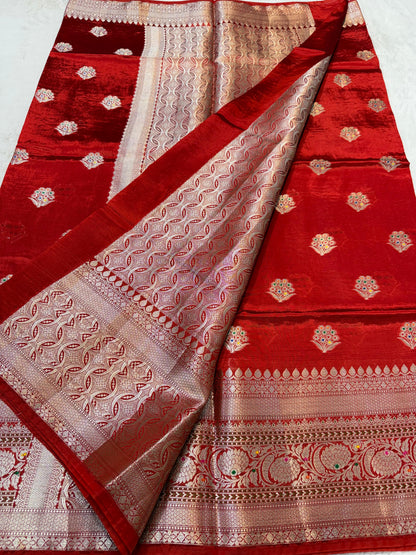 Red Viscose Premium Banarasi Saree