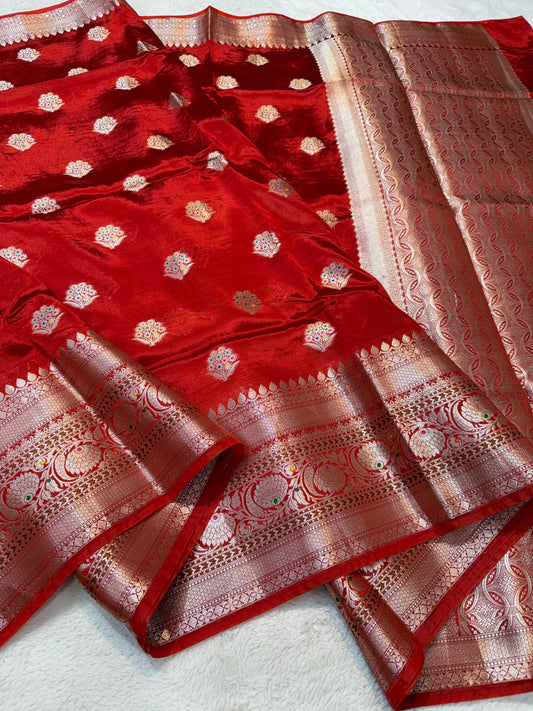 Red Viscose Premium Banarasi Saree