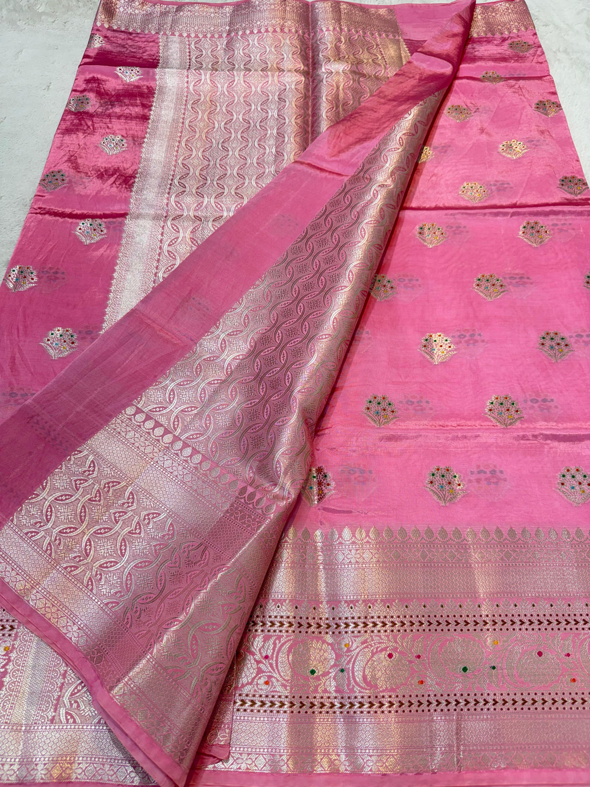 Pink Viscose Premium Banarasi Saree