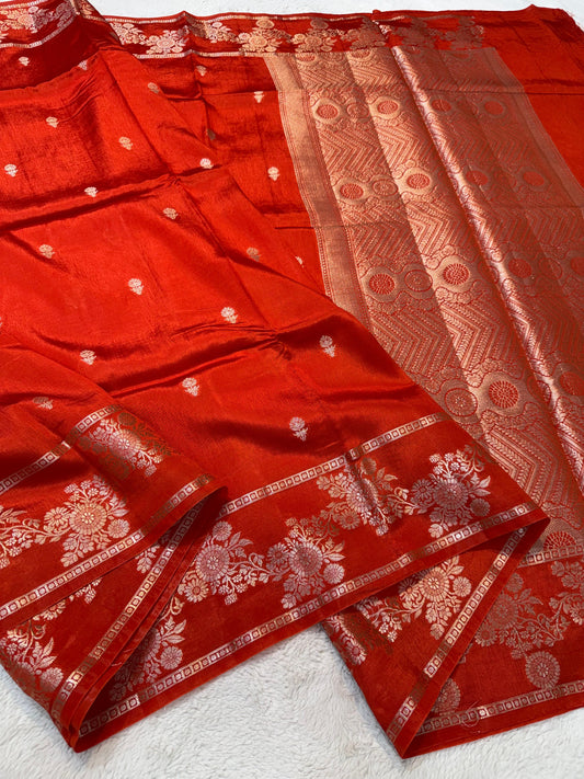 Orange Raw Mango Premium Banarasi Saree