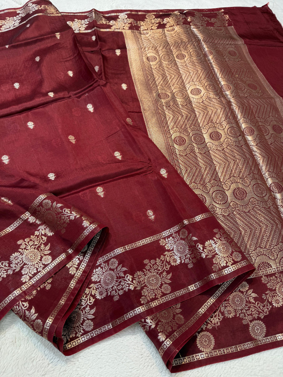 Maroon Raw Mango Premium Banarasi Saree
