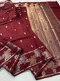Maroon Raw Mango Premium Banarasi Saree