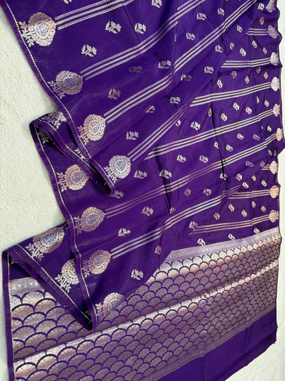 Purple Raw Mango Premium Banarasi Saree