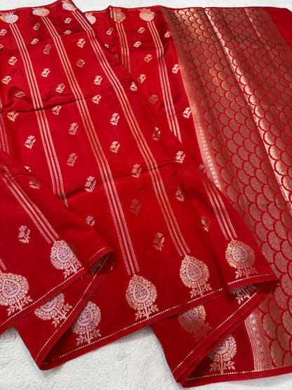 Red Raw Mango Premium Banarasi Saree