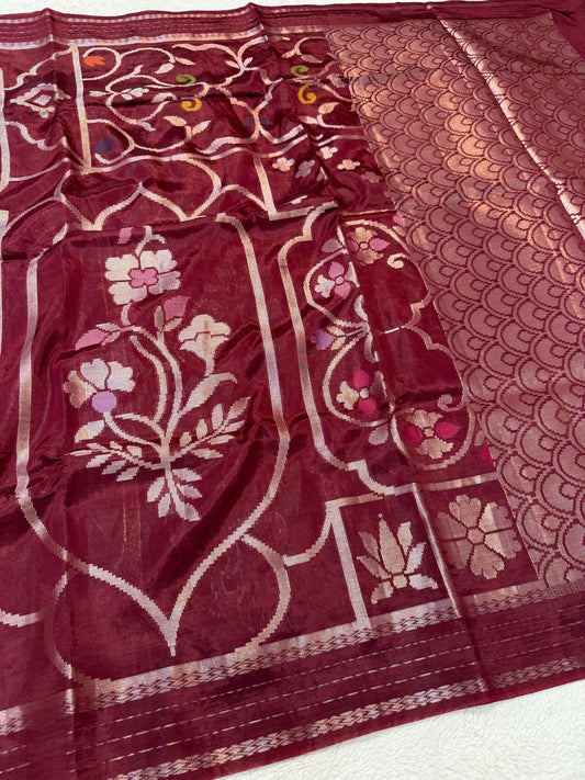 Maroon Viscose Premium Banarasi Saree