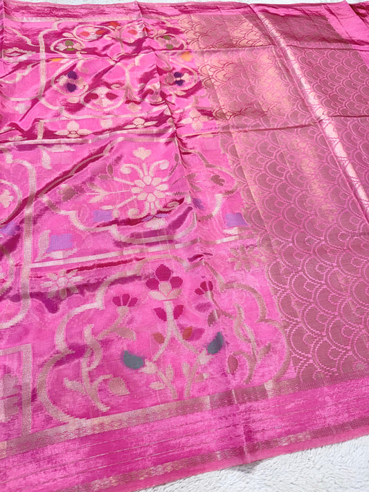Pink Viscose Premium Banarasi Saree