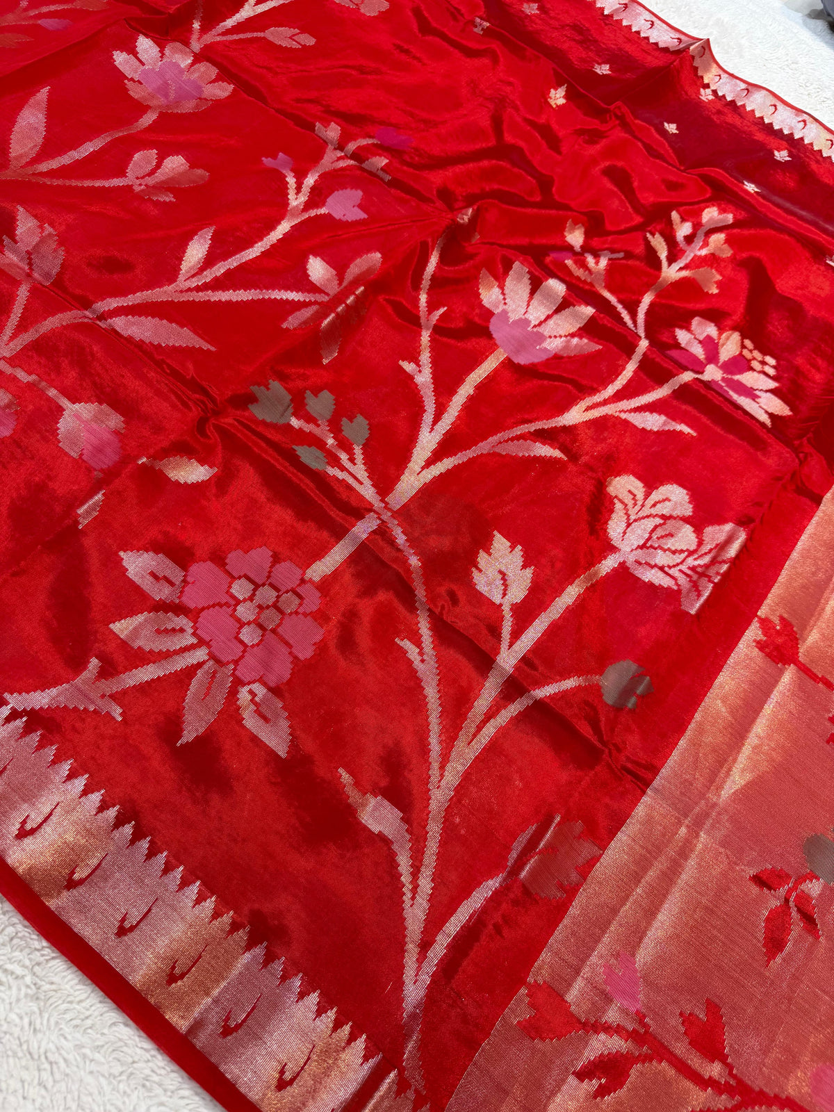 Red Viscose Paithani Premium Banarasi Saree