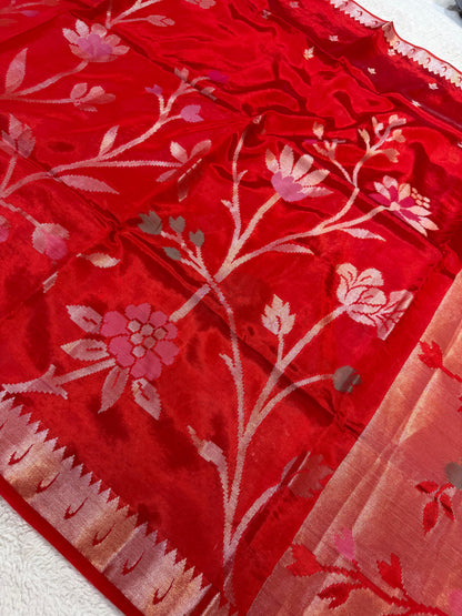Red Viscose Paithani Premium Banarasi Saree