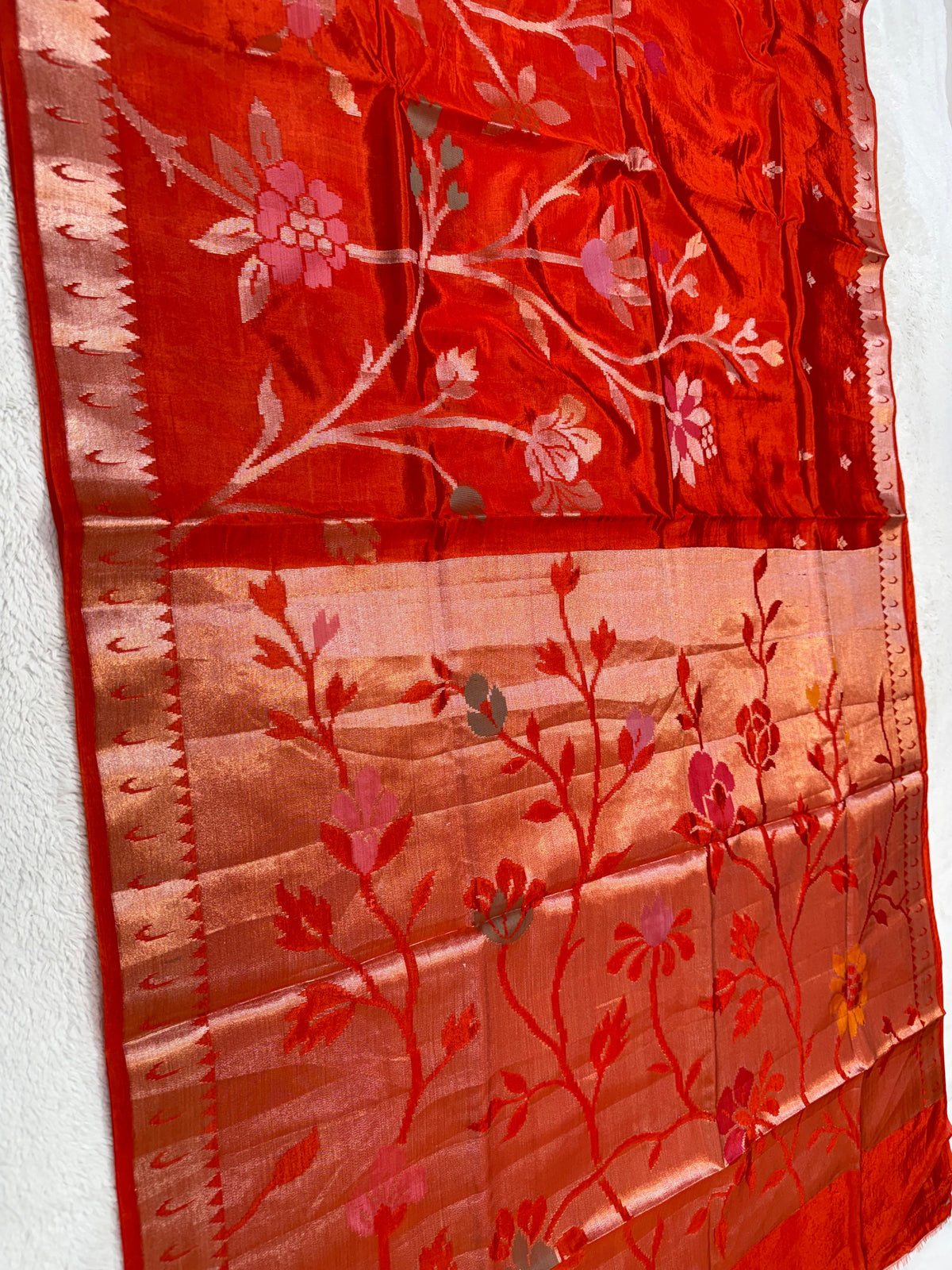 Orange Viscose Paithani Premium Banarasi Saree