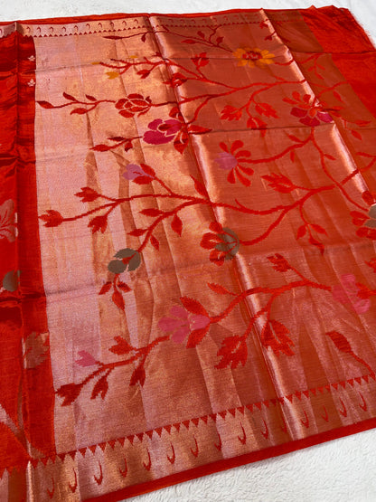 Orange Viscose Paithani Premium Banarasi Saree