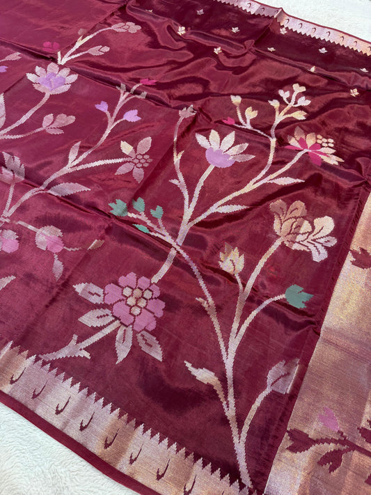 Wine Viscose Paithani Premium Banarasi Saree