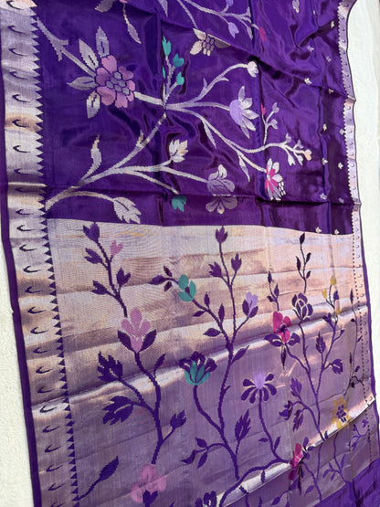 Purple Viscose Paithani Premium Banarasi Saree