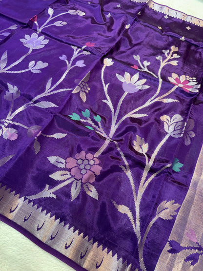 Purple Viscose Paithani Premium Banarasi Saree