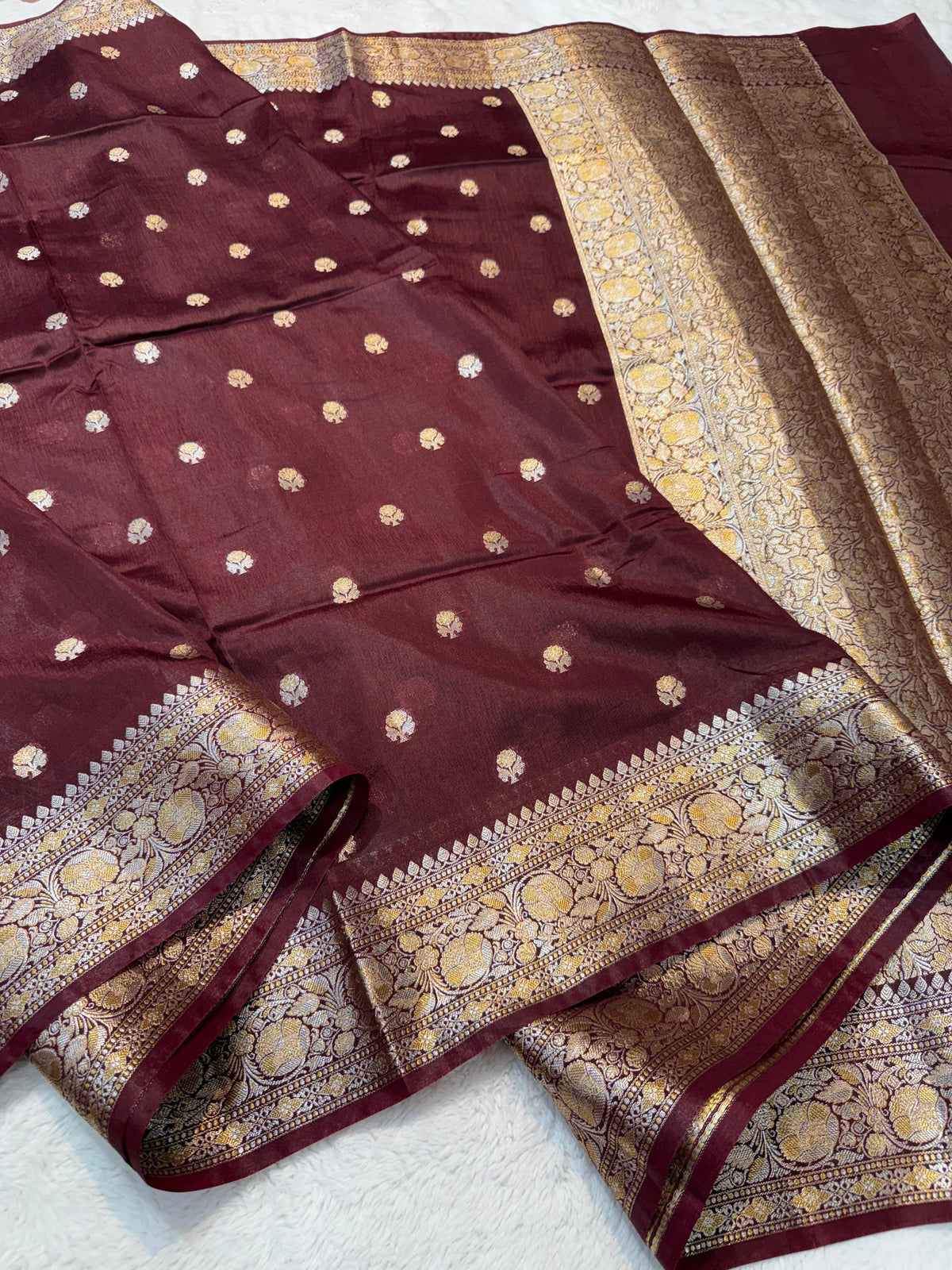 Wine Raw Mango Premium Banarasi Saree