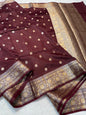 Wine Raw Mango Premium Banarasi Saree