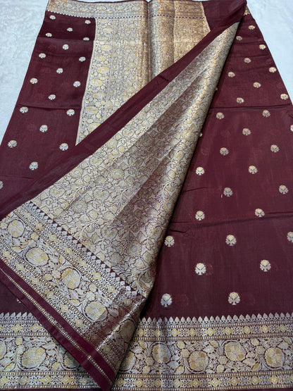 Wine Raw Mango Premium Banarasi Saree