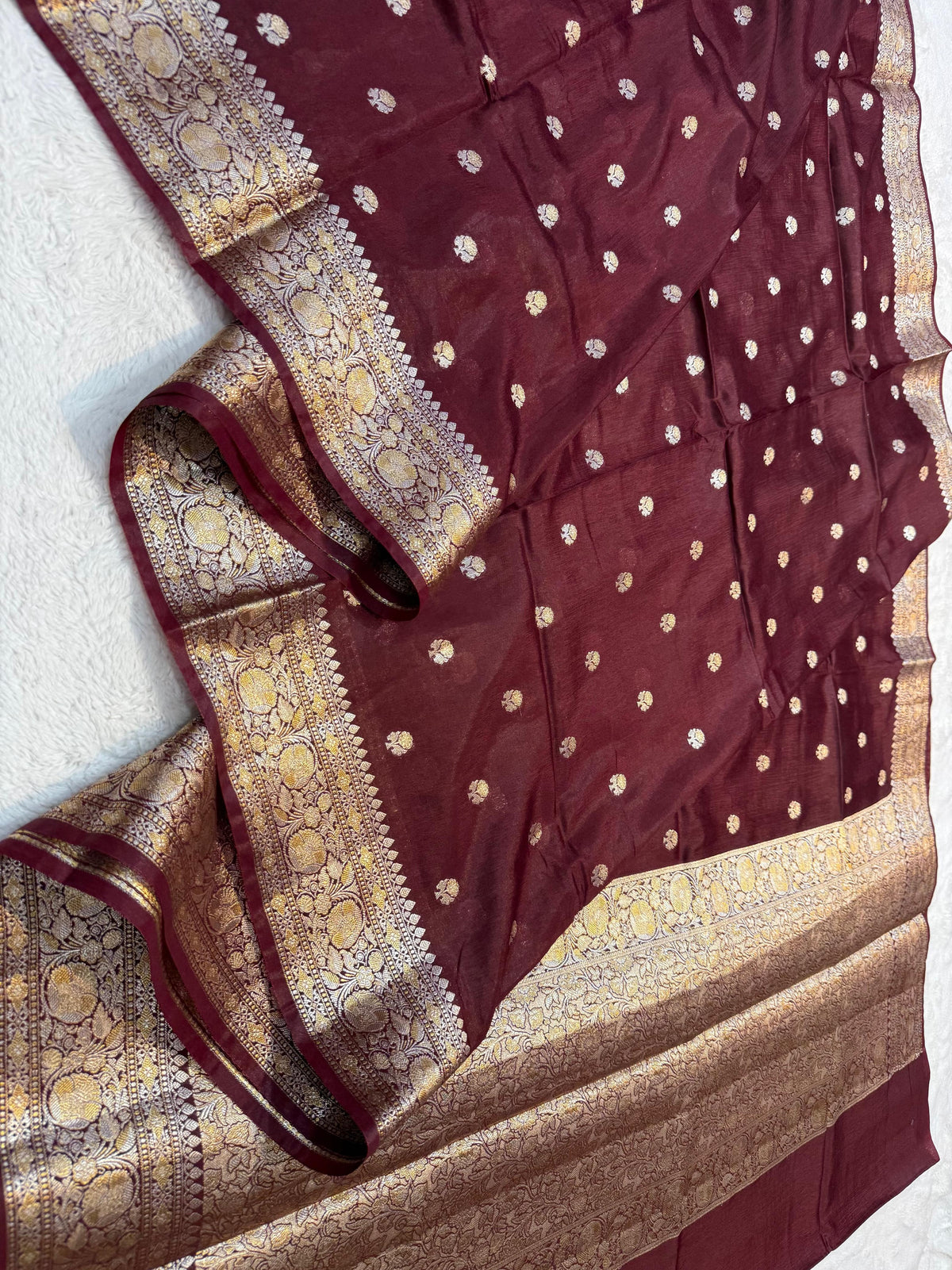 Wine Raw Mango Premium Banarasi Saree