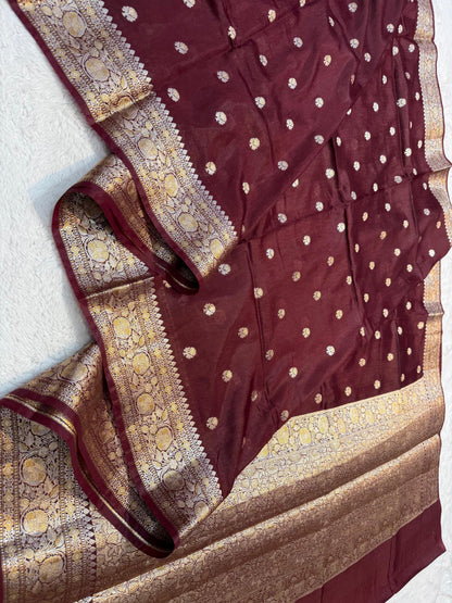 Wine Raw Mango Premium Banarasi Saree