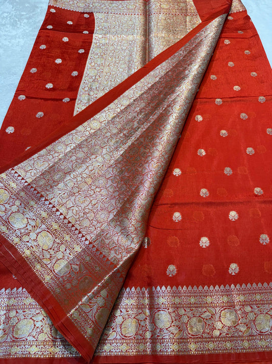 Orange Raw Mango Premium Banarasi Saree