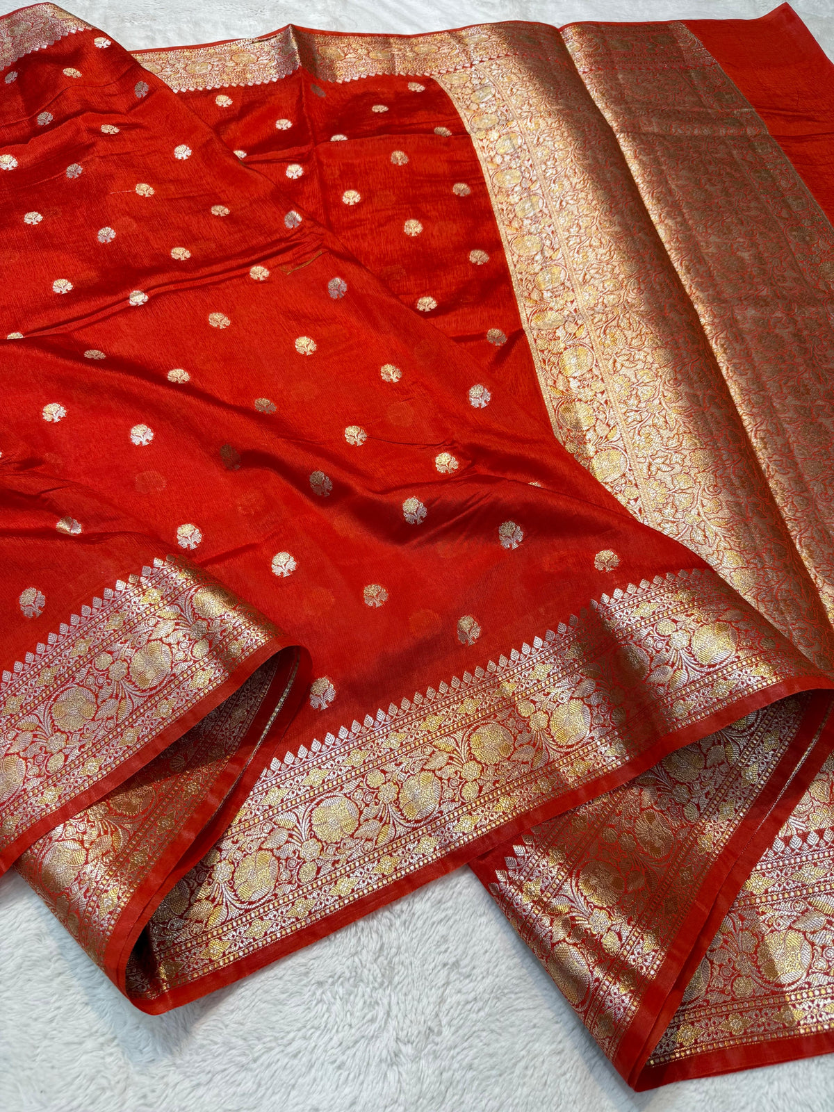 Orange Raw Mango Premium Banarasi Saree