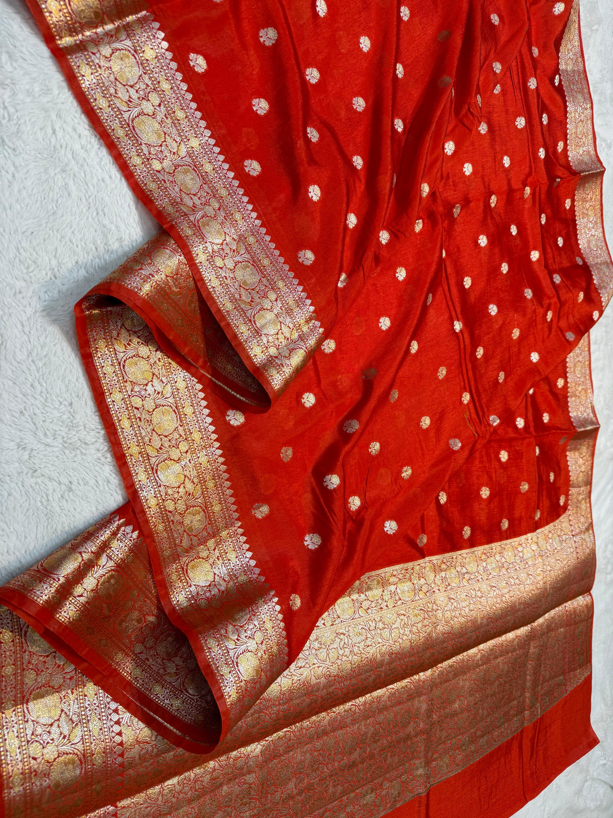 Orange Raw Mango Premium Banarasi Saree