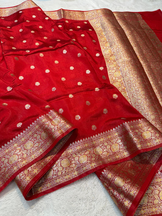 Red Raw Mango Premium Banarasi Saree