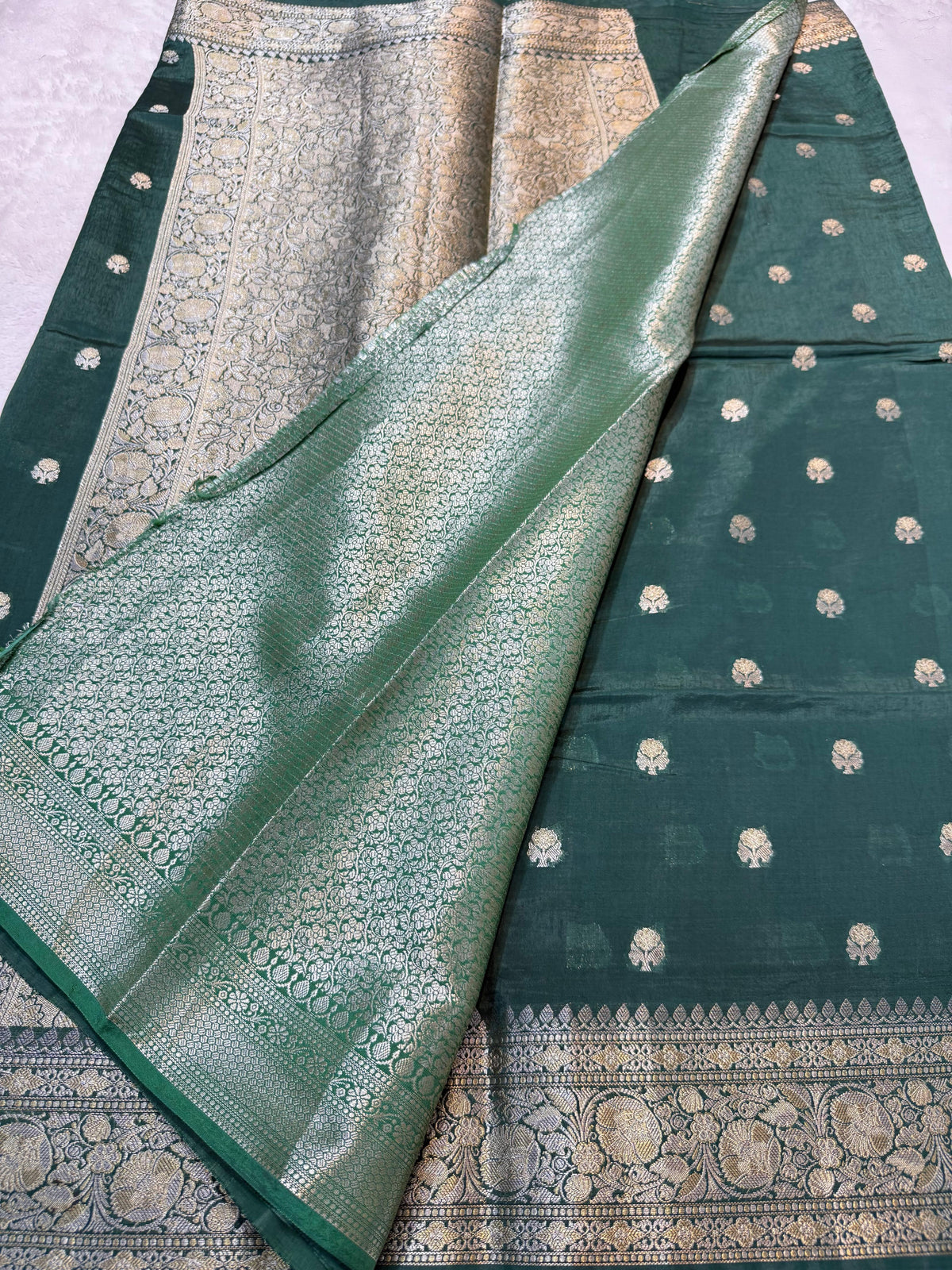 Green Raw Mango Premium Banarasi Saree